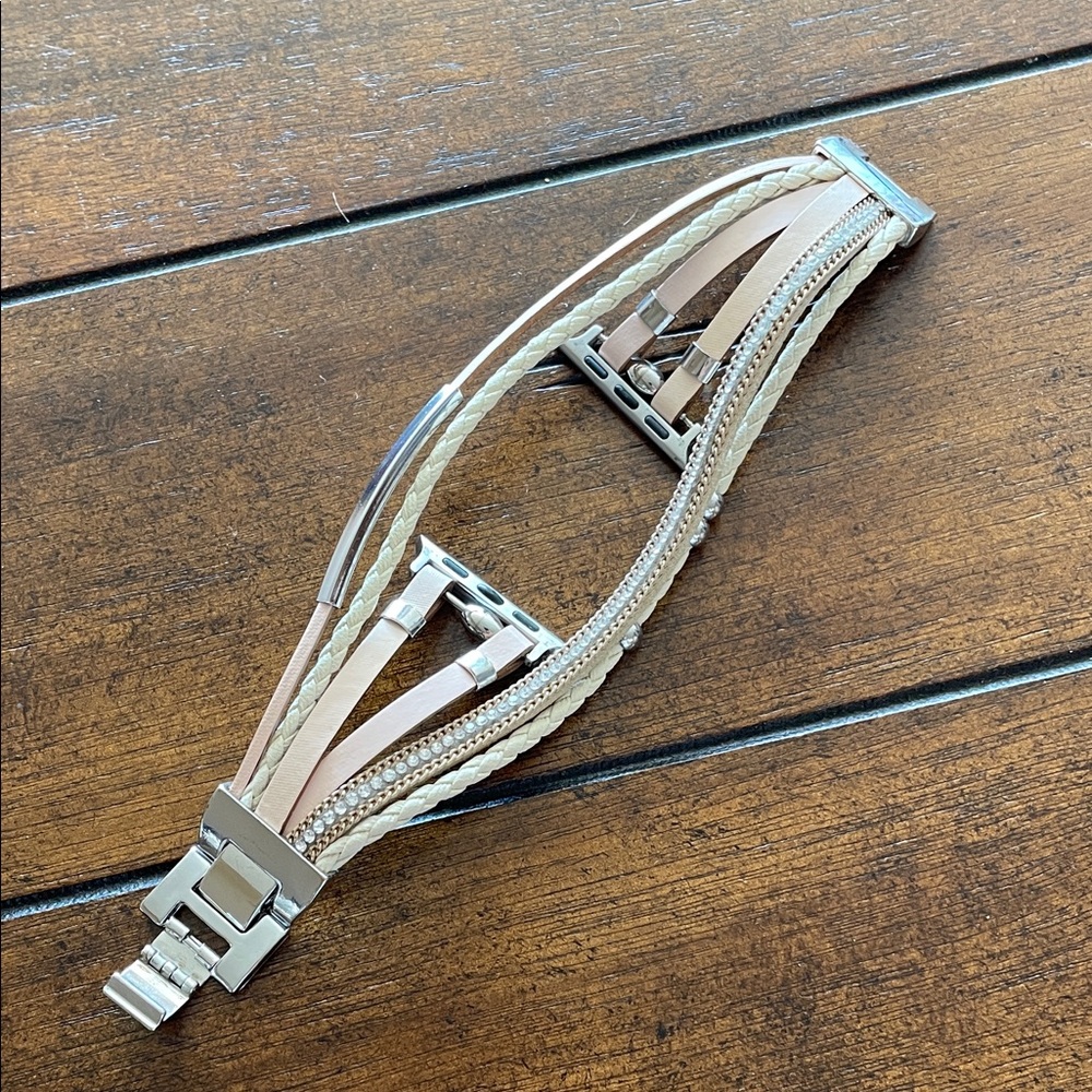 Beige and Silver Multi-Strap Apple Watch Band